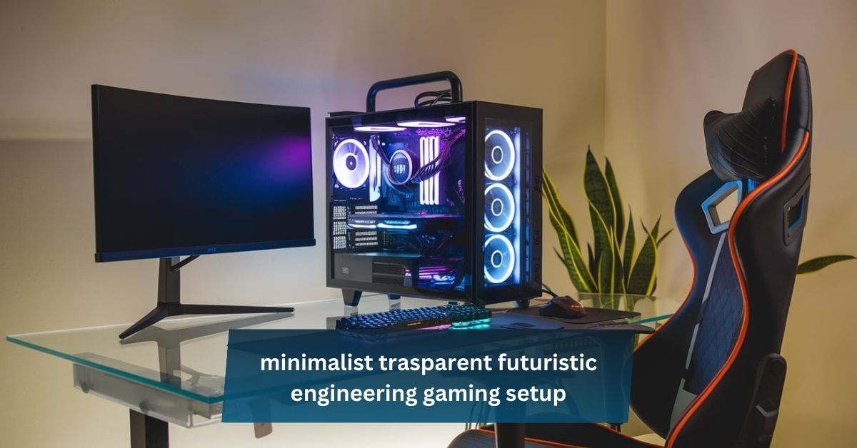 minimalist trasparent futuristic engineering gaming setup